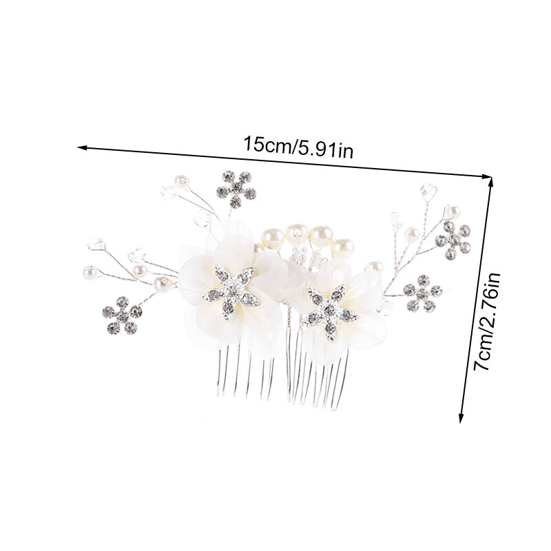 2024 bunga sifon berlian imitasi sisir rambut untuk wanita hiasan kepala pengantin pin rambut pesta pernikahan alat peraga foto aksesoris rambut