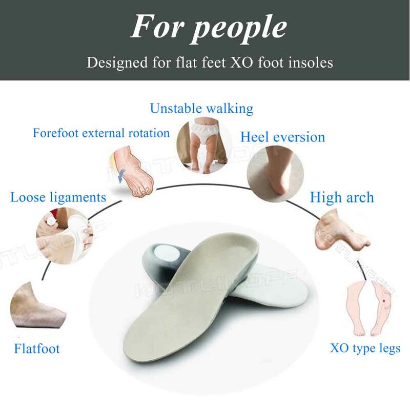 KOTLIKOFF Insolesศัลยกรรมกระดูกสำหรับเด็กArch Support Insoles Flat Foot Flatfoot X/OขาOrthoticส้นรองเท้าPU pad Inserts