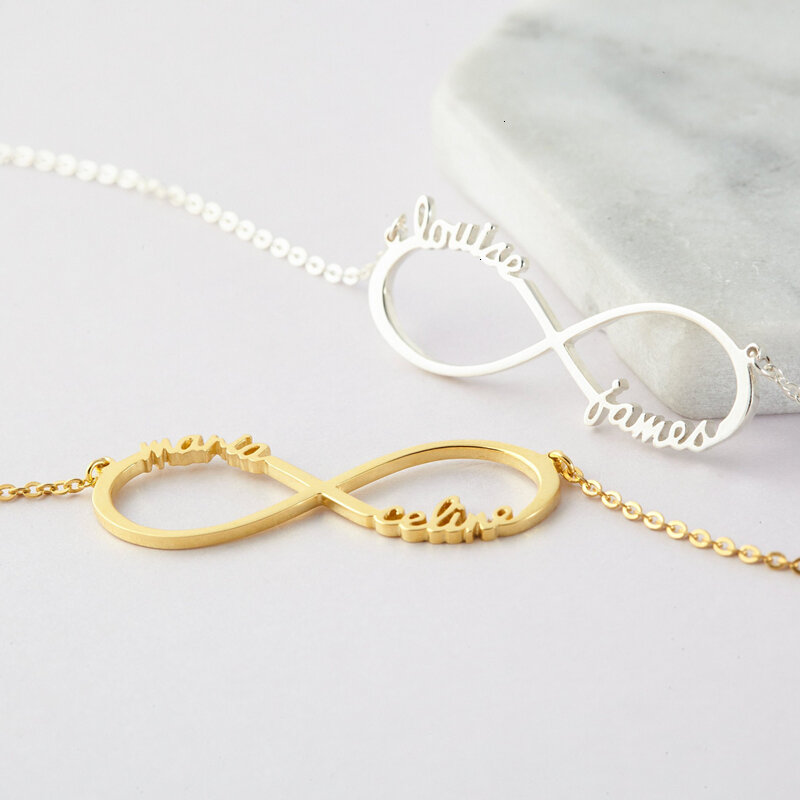Personal isierte Edelstahl benutzer definierte Name Halsketten für Frauen Unendlichkeit Typenschild Freundschaft Halskette Schmuck Familien mitglied Geschenke