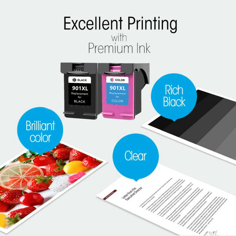 Cartucho de tinta compatível para impressora HP, substituição para HP901, Officejet 4500, J4500, J4540, J4550, J4580, J4640, 4680