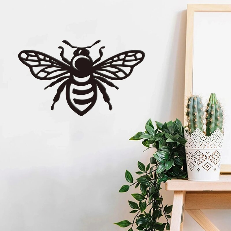 CIFBUY Deco  Metal Honey Bee Home DecorMetal Wall Art Decor for Porch Garden Bee HiveBee Lovers GiftBee Keepers Apiary Sign