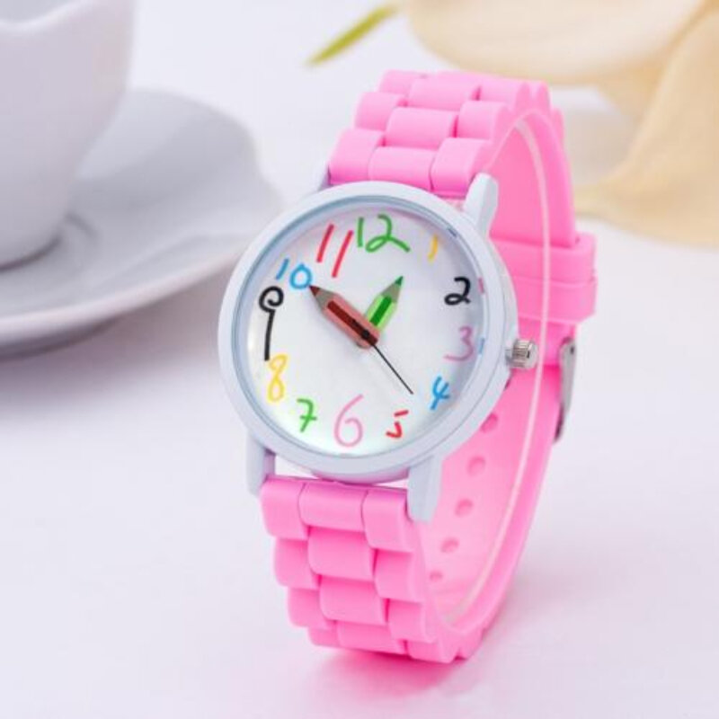 Reloj de silicona con puntero de lápiz para niños, relojes de pulsera de movimiento de cuarzo, relojes deportivos Unisex, relojes infantiles para niños y niñas