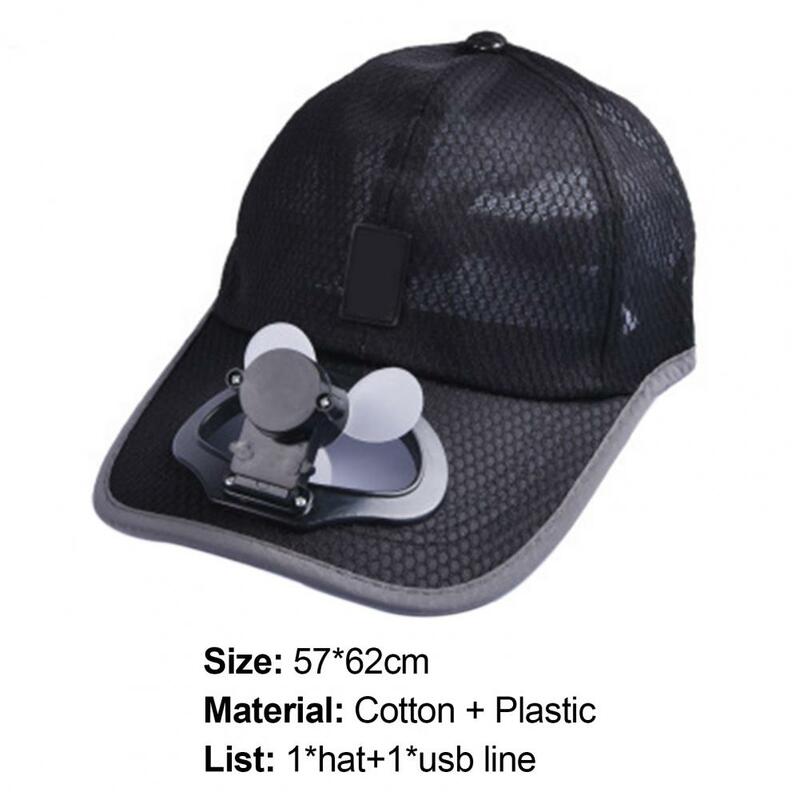 야외용 선바이저 트럭 운전사 모자, USB 충전식 미니 쿨링 선풍기, 자외선 차단 코튼, 여름 메쉬 태양 모자