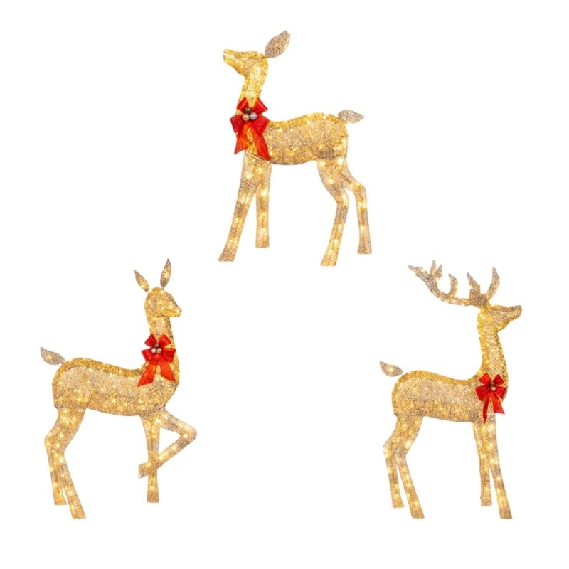 Christmas Deer Lightings with Button Batteries for Outdoor Yard Decorations