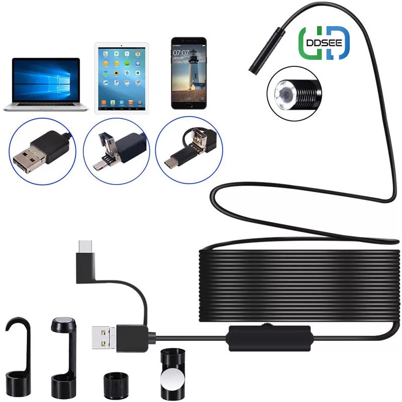 1080P/640P Android Endoscope Camera 3 in 1 USB/Micro USB/ Type-C Borescope Inspection Camera Waterproof for Smartphone