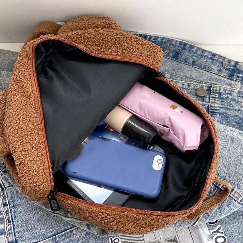 حقيبة ظهر قطيفة على شكل دب كرتوني للأطفال ، تصميم كرتون ، حقيبة كتب نسائية ، حقائب ظهر صغيرة ، حقائب كتف