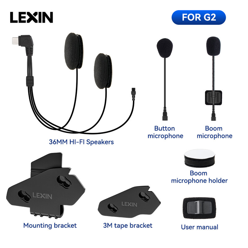 Lexin 블루투스 헬멧 인터콤 헤드폰 잭 플러그 및 마운트 브래킷 세트, Lexin G2 용 헤드폰 액세서리