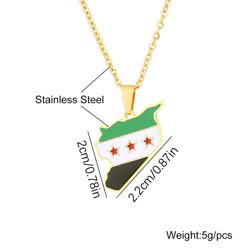 Edelstahl Syrien Kart Flagge Anhänger Halsketten Mode Syrer Kette Schmuck Frauen Männer Hüfte-Hop Halskette Dekoration