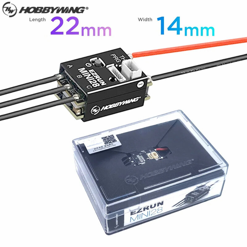 HobbyWing-Controle Eletrônico de Velocidade do Carro RC, EzRun MiNi28, Sensored Brushless ESC, 30A, 1, 28th, 1, 27th