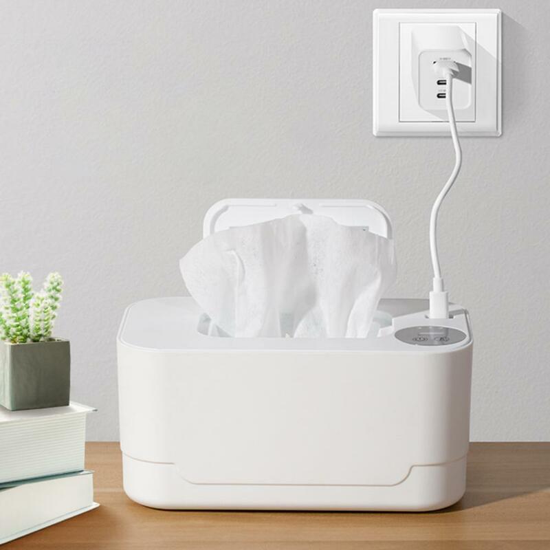 Wet Wipes Heater Usb Powered Baby Wipe Warmer with Adjustable Temperature Capacity Wet Tissue Dispenser Heater for On-the-go