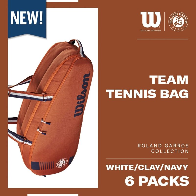 Wilson Open Team Tennis Racket Bag, Duffel, Roland Garros Argila, Tribunal Torneio Raquete, Marinha, 3-6 Pcs, 2024
