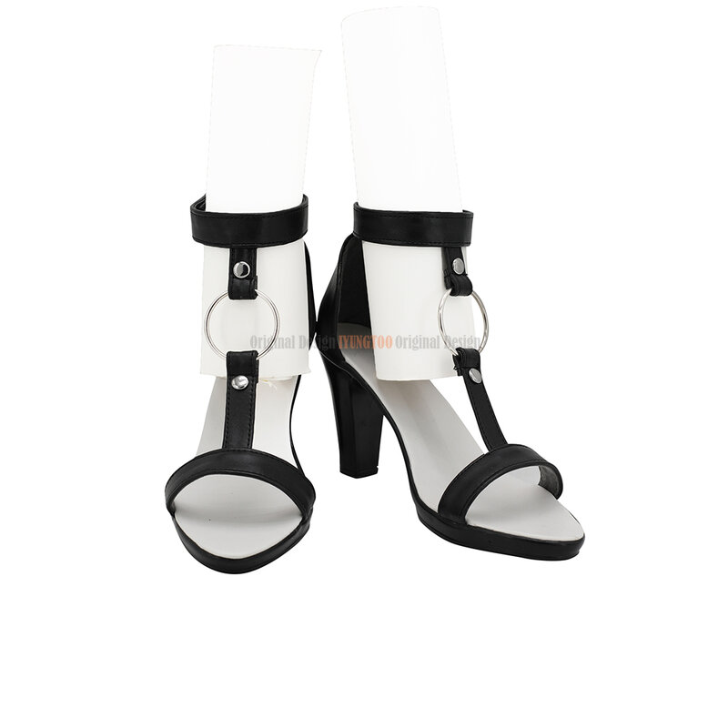 Honka-임팩트 3 셀레 전체 코스프레 신발, 블랙 하이힐 샌들, 맞춤 제작