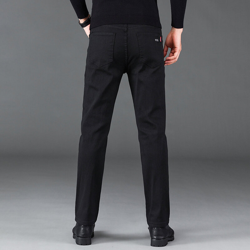 Классические деловые повседневные джинсы для мужчин, новинка 2023, модные черные облегающие Стрейчевые джинсовые брюки, мужские брюки высокого качества, мужская одежда