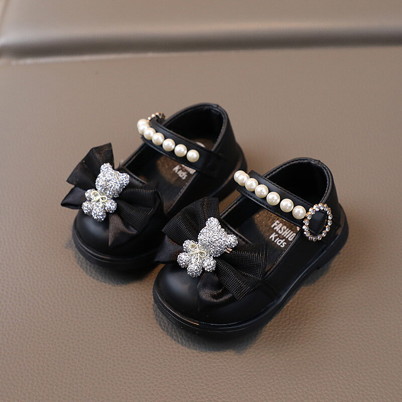 Sapato de princesa de couro macio, Sapato bonito para bebê e criança, Sapatos Mary Jane, Novo, 2023