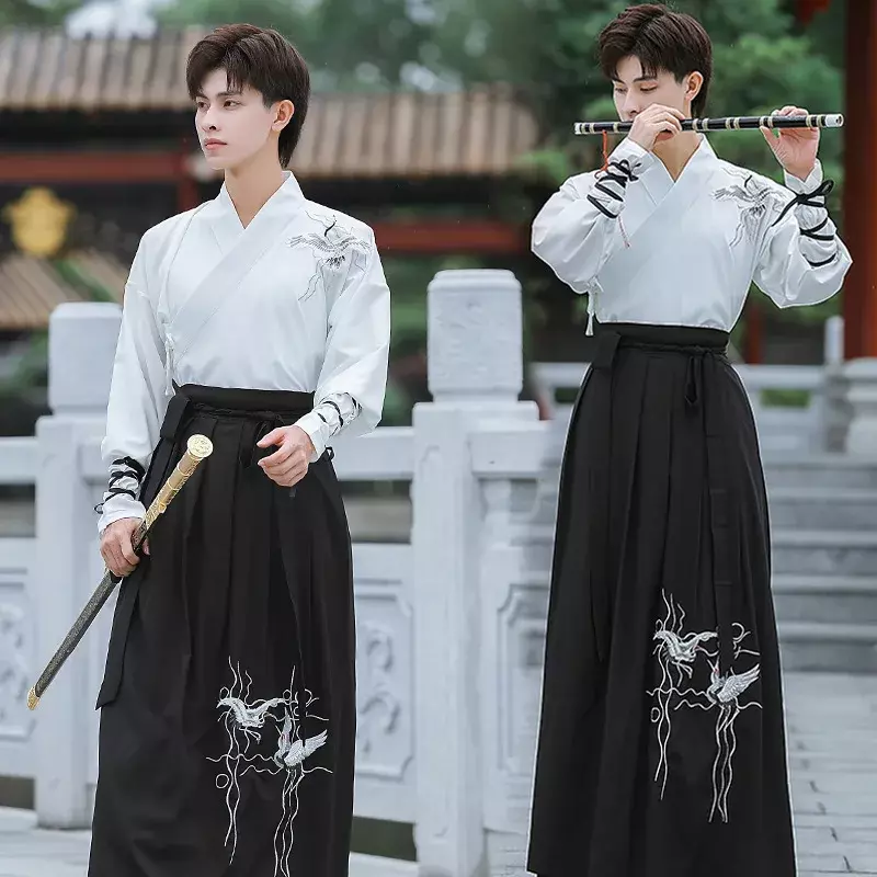 Ancient Chinese Han Dynasty Traditional Costume Hanfu Men Oriental Swordsman Stage Cosplay Costume Tang Suit Hanfu Robe
