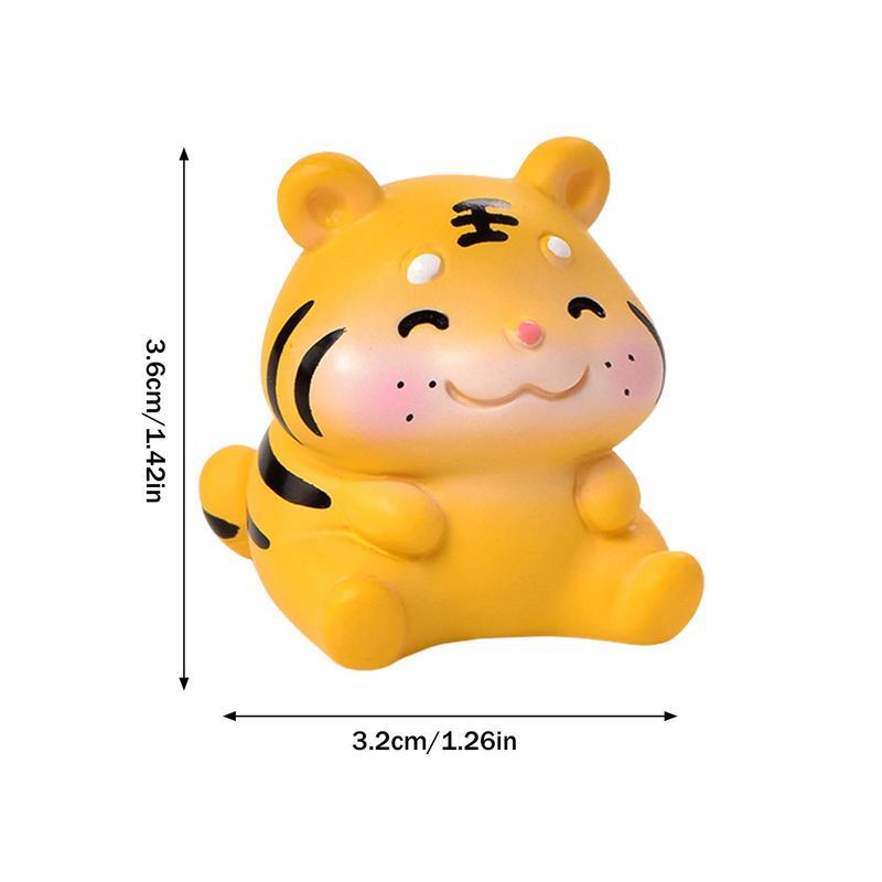 Mini figuras tigre para mesa do ano novo chinês tigre resina, decoração de carro, brinquedo dos desenhos animados, 2022, 2023