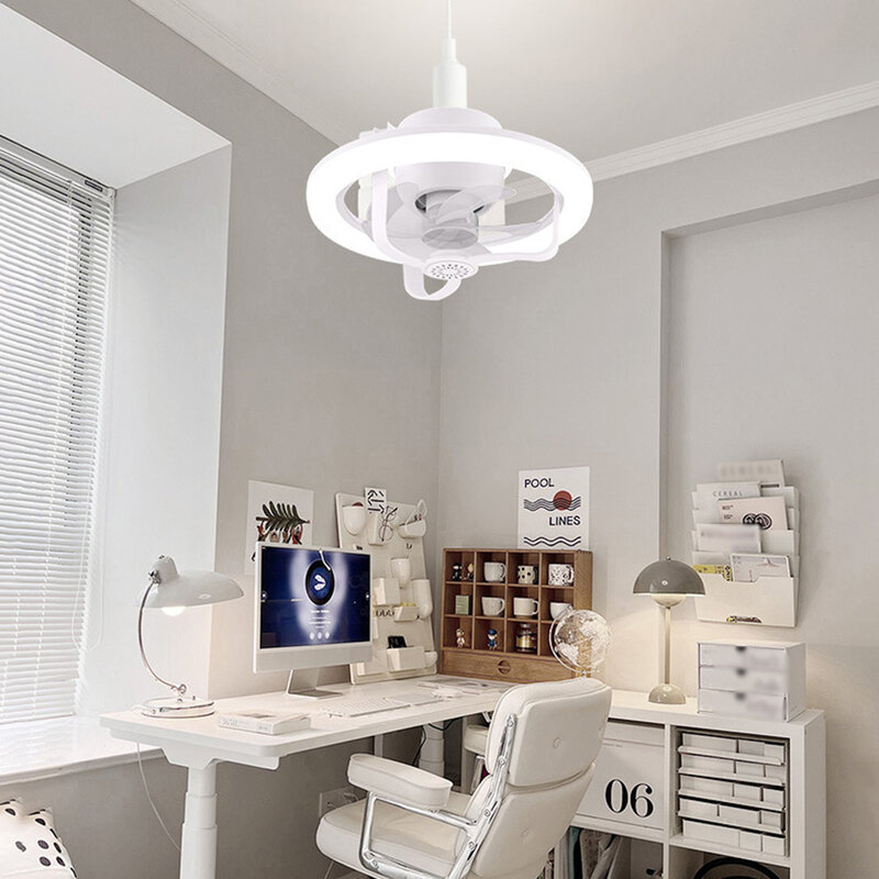 원형 LED 천장 선풍기 조명, 선풍기 리모컨, 360 ° 스윙 선풍기 블레이드, 침실용 천장 조명