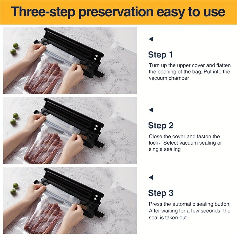 Vacuum Sealer Machine Food Vacuum Sealer For Food Saver  Automatic Air Sealing System For Food Storage Dry  With 10pcs Seal Bags