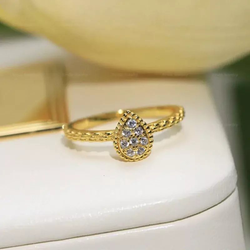 S925 خاتم قطرة من الزركون الفضي الإسترليني للنساء ، خاتم رائع ، علامة تجارية فاخرة ، مجوهرات بوهيمية ، هدية مأدبة ، تصميم عصري