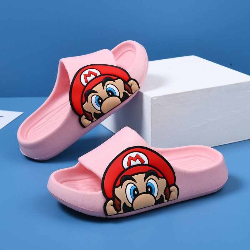 Zapatillas antideslizantes de Super Mario Bros para padres e hijos, bonitas Zapatillas de casa de dibujos animados, suaves, cómodas, transpirables y cómodas