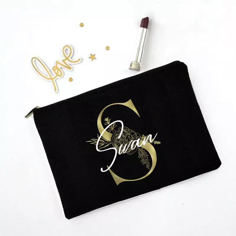 Bolsa de maquillaje personalizada para dama de Honor, bolsa de lona con monograma para vacaciones, cosméticos, con cremallera, regalo de boda, despedida de soltera