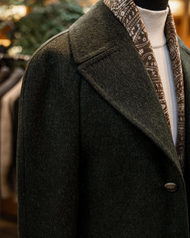 Cappotto lungo caldo autunnale per uomo Slim Fit monopetto lungo soprabito Business Office giacca di lana su misura solo Blazer