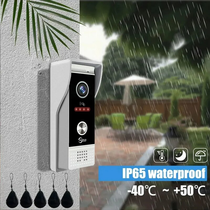 Металлический дверной звонок, видеодомофон, уличный блок, совместимый с CVBS/720P/1080P IP65, водонепроницаемое инфракрасное ночное видение с RFID-картой