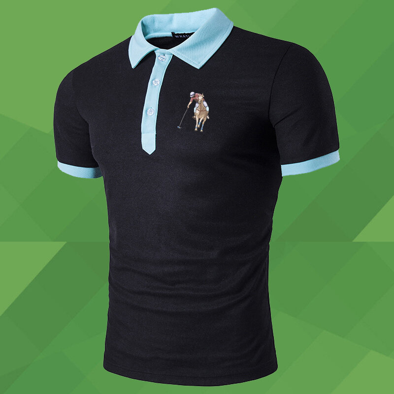 Kurzarm Top Farbe Block T-Shirt Sommer Neue Revers Kleidung männer Polo-Shirt