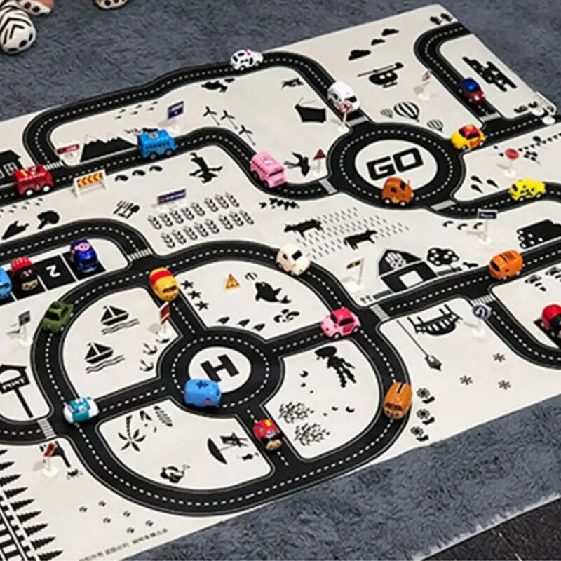 Mappa dell'auto tappetini da arrampicata per auto giocattoli per bambini segnali stradali per il traffico fai da te parcheggio della città Roadmap tappeto stradale tappetino da gioco tappetini da arrampicata giocattoli