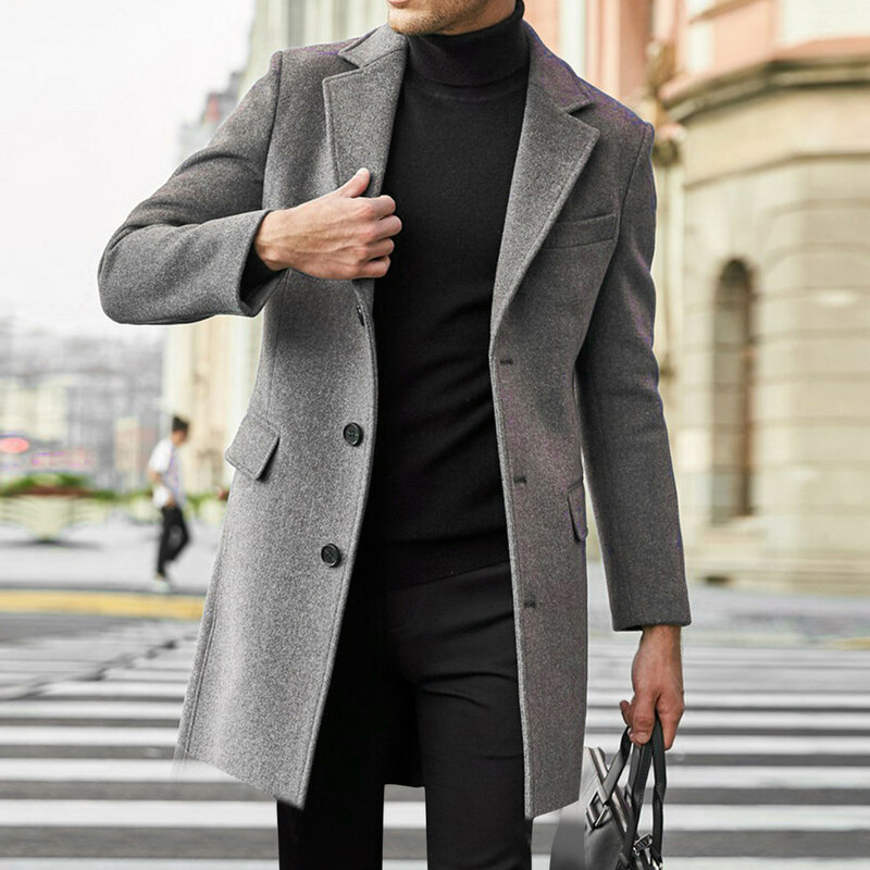 Men's Long Sleeve Plus Size Winter Coat Lapel Collar Padded Leather Jacket Vintage Thicken Coat Sheepskin Jacket Mens Topcoat