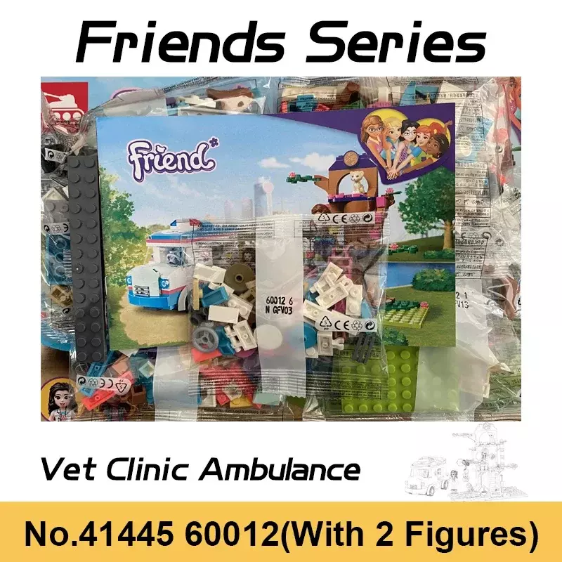 310 sztuk weterynarz klinika ambulans klocki klocki kompatybilne 41445 przyjaciel DIY zabawki dla dzieci prezent na boże narodzenie