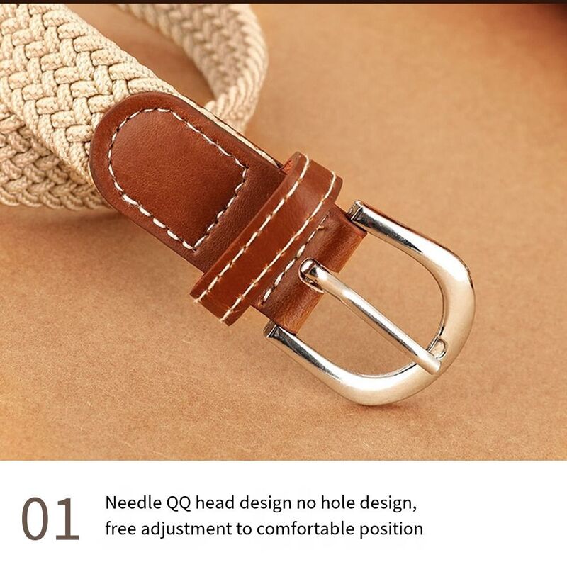 Canvas Woven Belt Multicolored Adjustable Alloy Pin Buckle Elastic Waistband No Holes Punch Free Stretch Waist Belts Pants