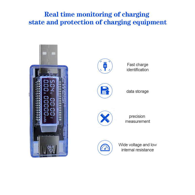 Uji Baterai USB Tester Kapasitas Tegangan Arus Volt Tegangan Arus Pengisi Daya Dokter Kapasitas Tester Meter Detektor Daya Ponsel