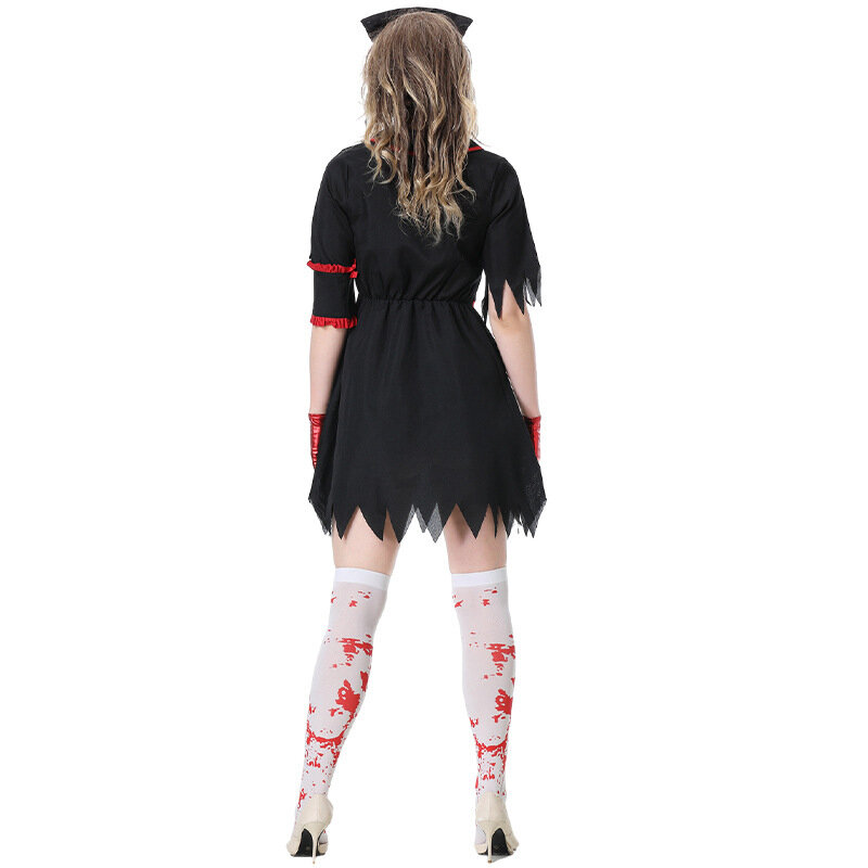 Uniforme d'Infirmière d'Halloween pour Femme, Robe de Cosplay de Vampire, Horreur, Zombie, Festival, ix