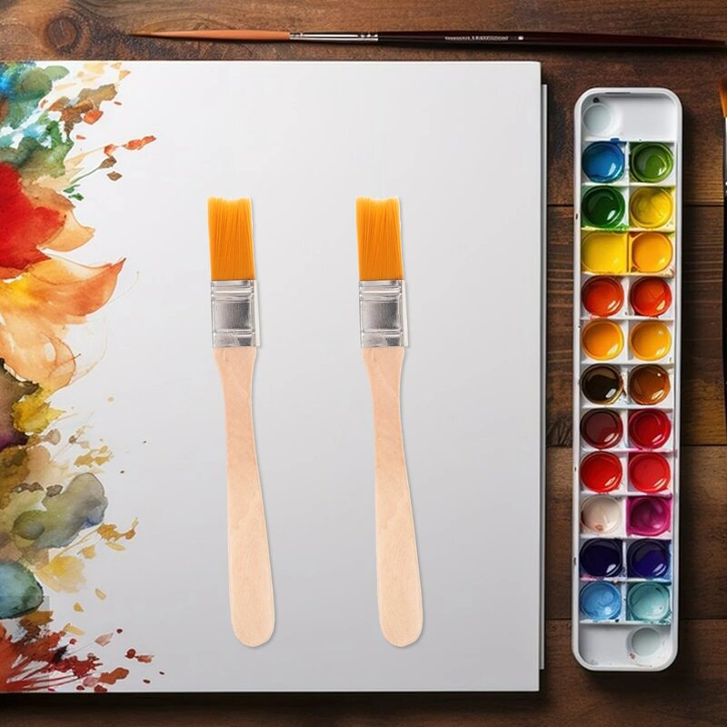 Pincel de pintura para niños, 6 piezas, reutilizable, pequeño, con mango de madera, barniz, portátil, nailon