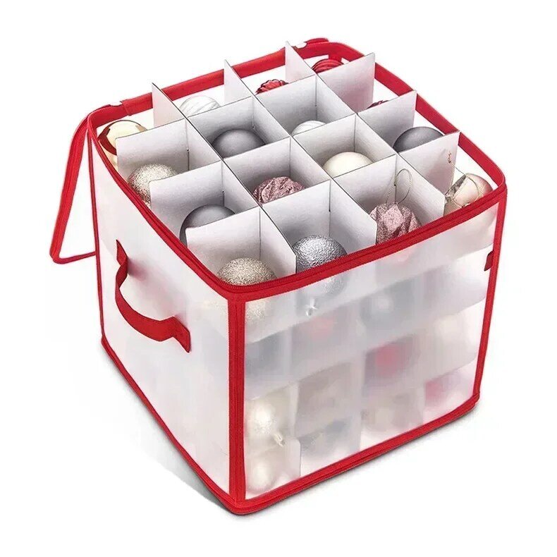 64 Grids Translucent Christmas Ornament Storage Box PP Christmas Ball Storage Containers Holiday Xmas Ornaments Organizer