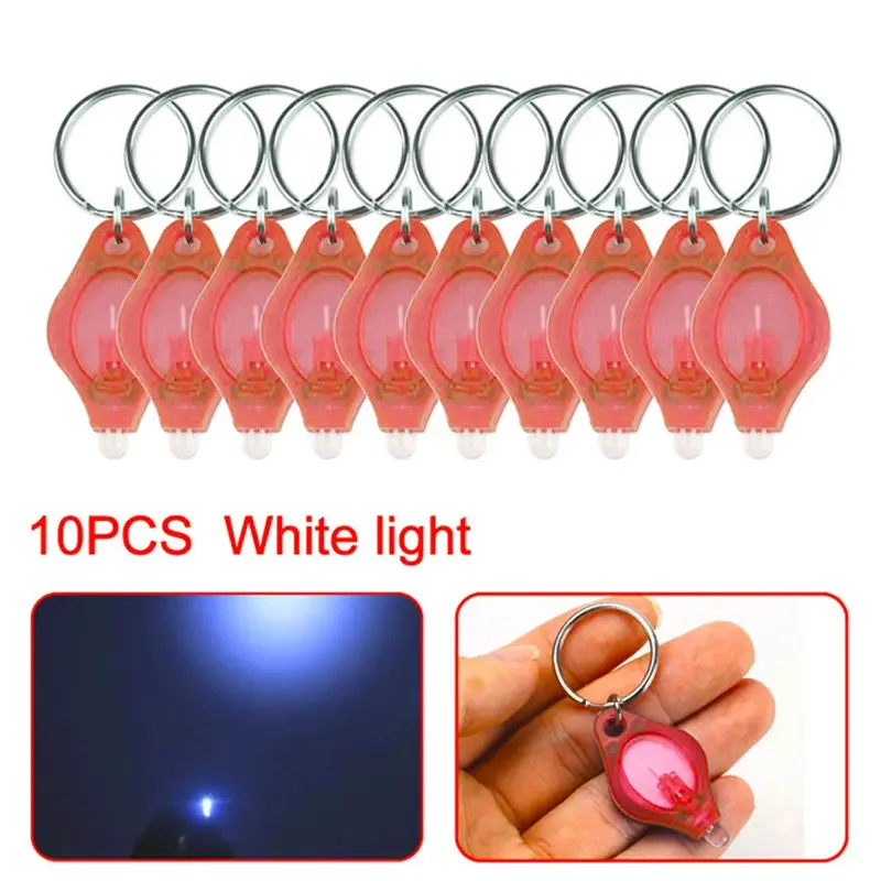 10pcs Bright LED Keychain Light Micro Key Chains Key Rings Keychain Squeeze Light Key Ring Car Camping Hunting Hiking Emergency