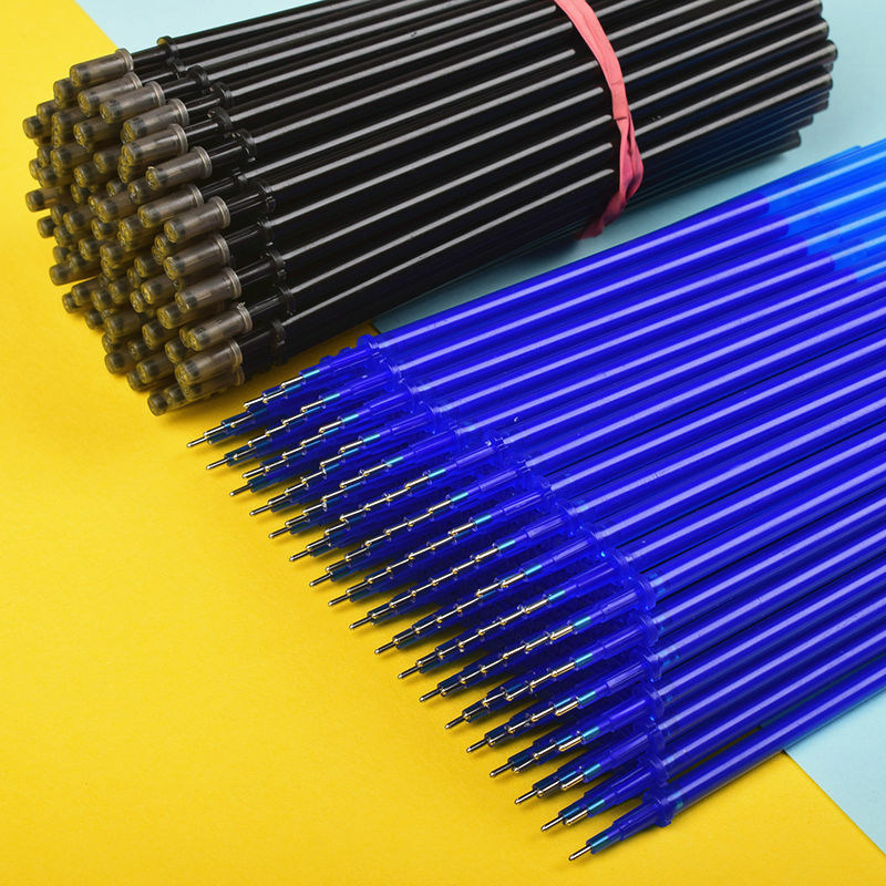 Recharge de stylo gel effaçable, 100 pièces, 0.38mm, encre bleue et noire, outil d'écriture scolaire et de bureau