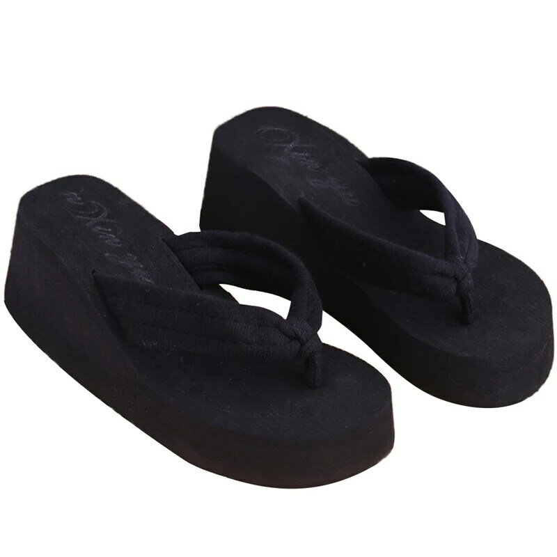 Sandalias de cuña con punta abierta para mujer, chanclas de plataforma, zapatillas de playa para interiores y exteriores, 1 par