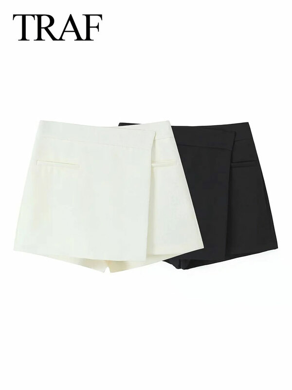 TRAF-pantalones cortos ajustados asimétricos para mujer, minipantalón Sexy para fiesta y Club, Primavera, 2024