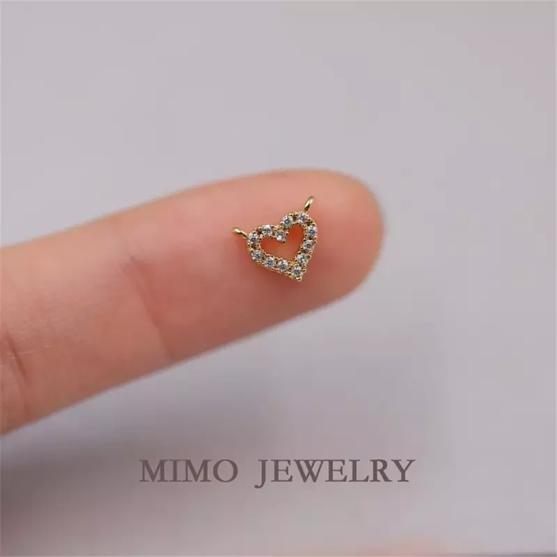 Gold-plated zircon micro-set Heart shaped double pendant with 14K gold copper plated DIY hand fitting