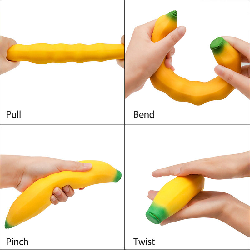 1 Stuk Rekbare Banaan Sensorisch Speelgoed Squeeze Stress Verlichting Fidget Speelgoed Voor Kinderen Antistress Elastische Lijm En Gevuld Rubber Speelgoed