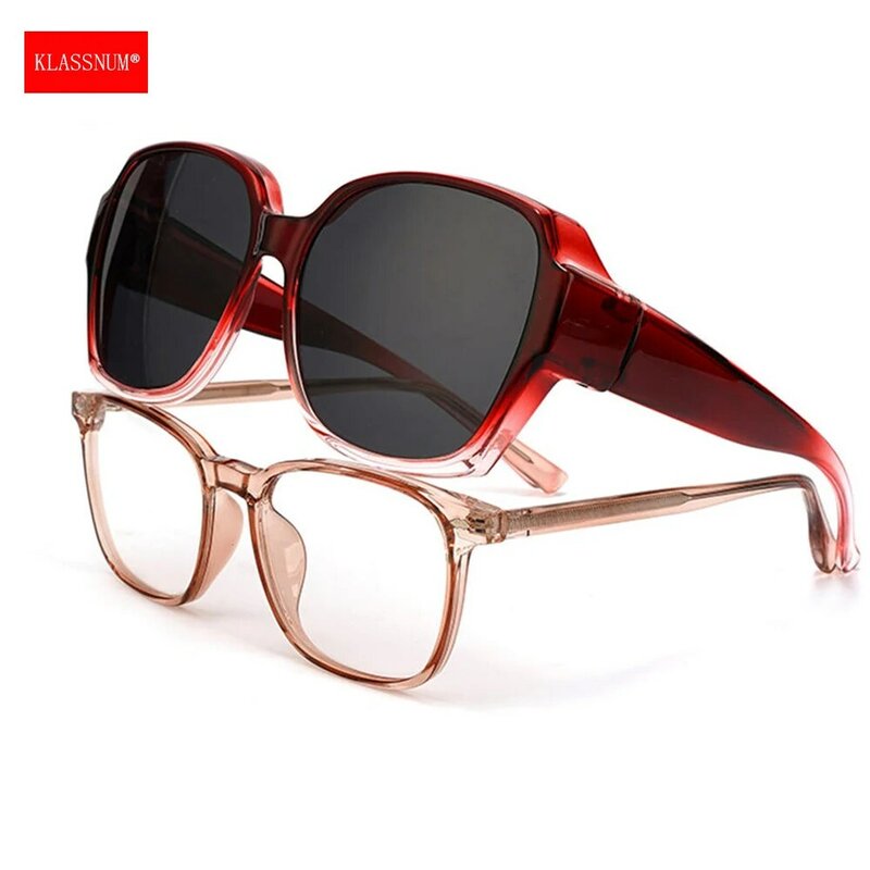 Klassnum แว่นตากันแดดโพลาไรซ์สำหรับผู้หญิงผู้ชาย, แว่นตาขับรถกรอบแว่นสายตาสั้นตกปลา UV400กรอบแก้วแสงแดด