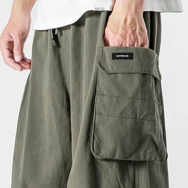 Винтажные брюки-карго в стиле Харадзюку, мужские повседневные джоггеры, шаровары, однотонные брюки-карго на шнуровке, брюки 2022, мужские брюки