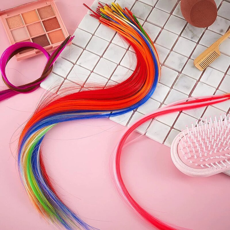 20Inch Colored Clip In Hair Extension Clip for Women Kids Gift Cosplay Dress Up Party Highlights