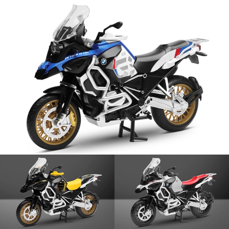 1/12 BMW R1250 GS zabawka motocykl Model odlewany Metal 1:12 Off-Road Sport wyścigowy dźwięk i światło kolekcja prezent dla chłopca dzieci