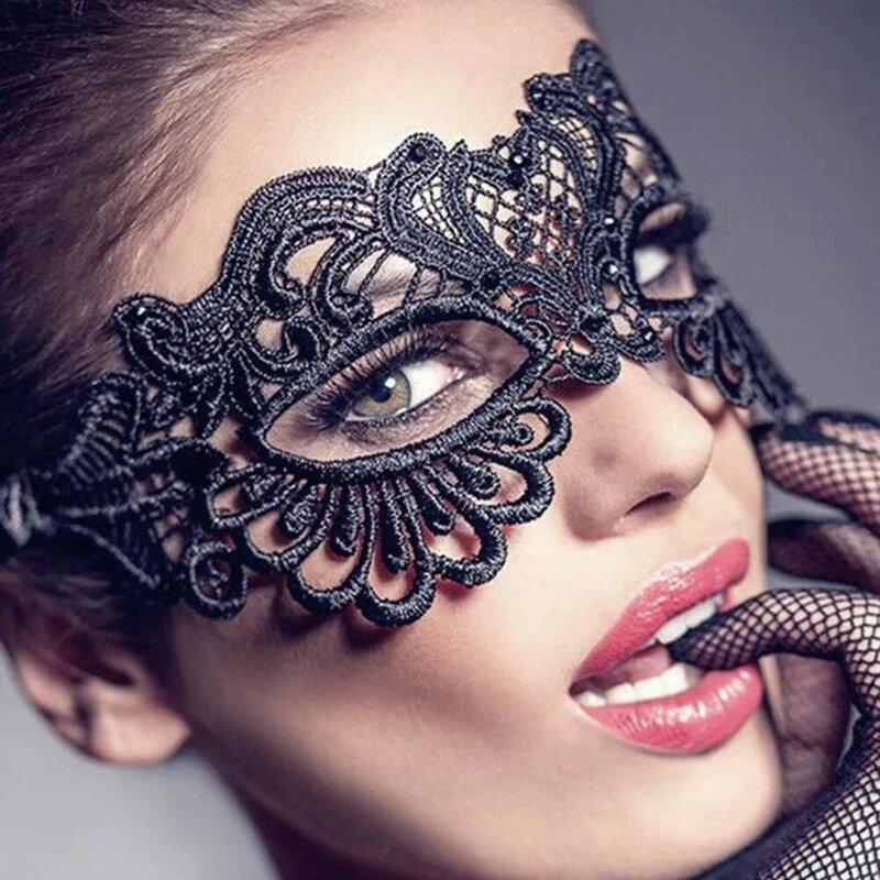 Schwarz Sexy Frauen Hohl Spitze Masquerade Gesicht Maske Prinzessin Party Cosplay Prom Requisiten Kostüm Nachtclub Königin Halbe Gesicht Auge Maske