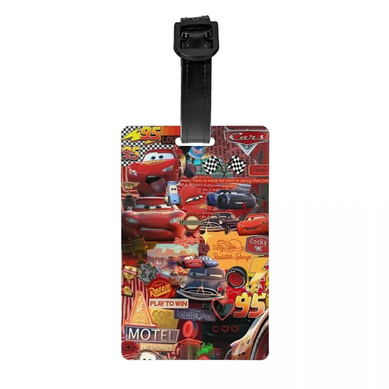 Lightning McQueen Cars Cartoon Luggage Tag Travel Bag Suitcase Privacy Cover Name ID Card