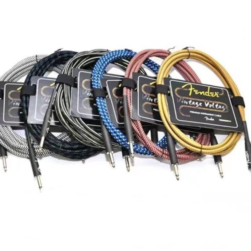 Cable de Audio de 3M para guitarra eléctrica, enchufe de níquel colorido, amplificadores de bajo eléctrico, piezas de guitarra, Color aleatorio