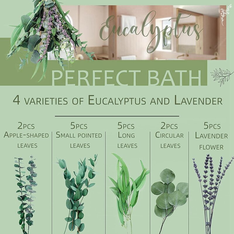 Luxuoso Eucalyptus e Lavender Bouquet, Perfeito para a Decoração do Chuveiro, Ambiente Doméstico, Natural Real, Fácil Instalação